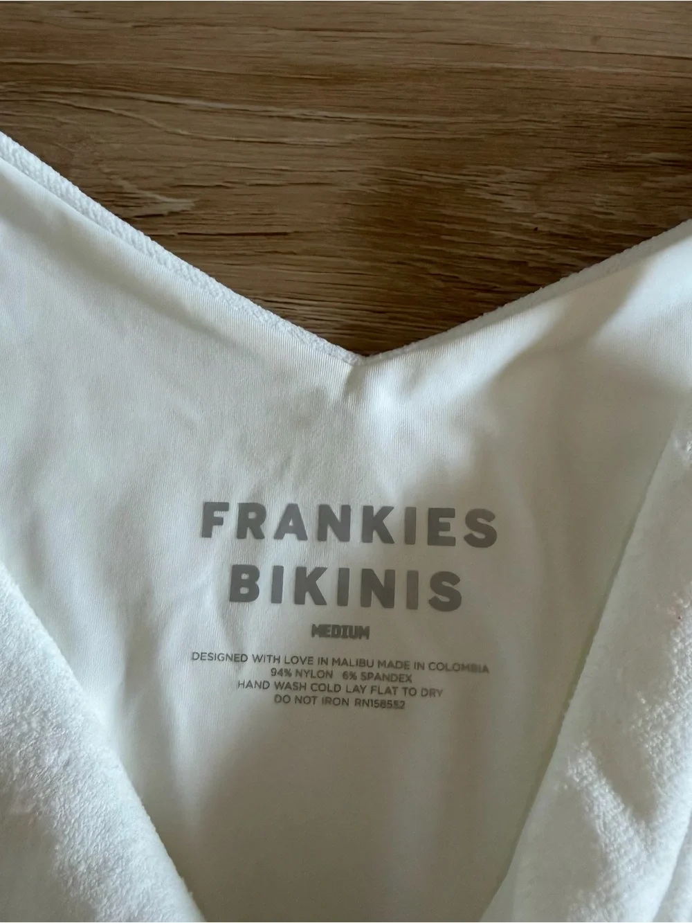 NEW Frankies Bikinis Enzo Terry Bottom White V-Front Bikini Bottom